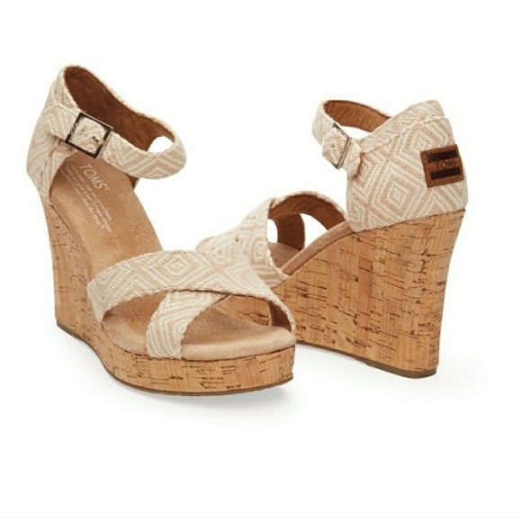 Toms Sienna Woven Cork Wedge Sandals - Picture 2 of 11